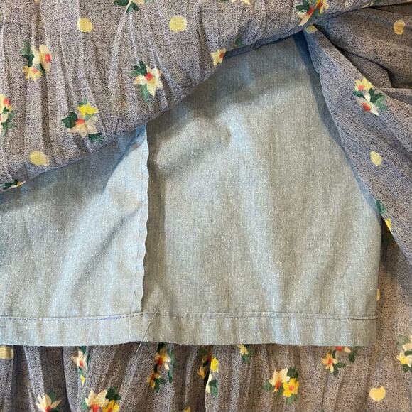 VTG HOWARD WOLF MADE IN USA Pleated Maxi Skirt Women's Floral Blue Cottagecore - Picture 6 of 10